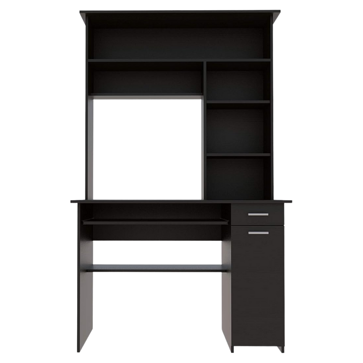 43" Black Computer Desk With Hutch