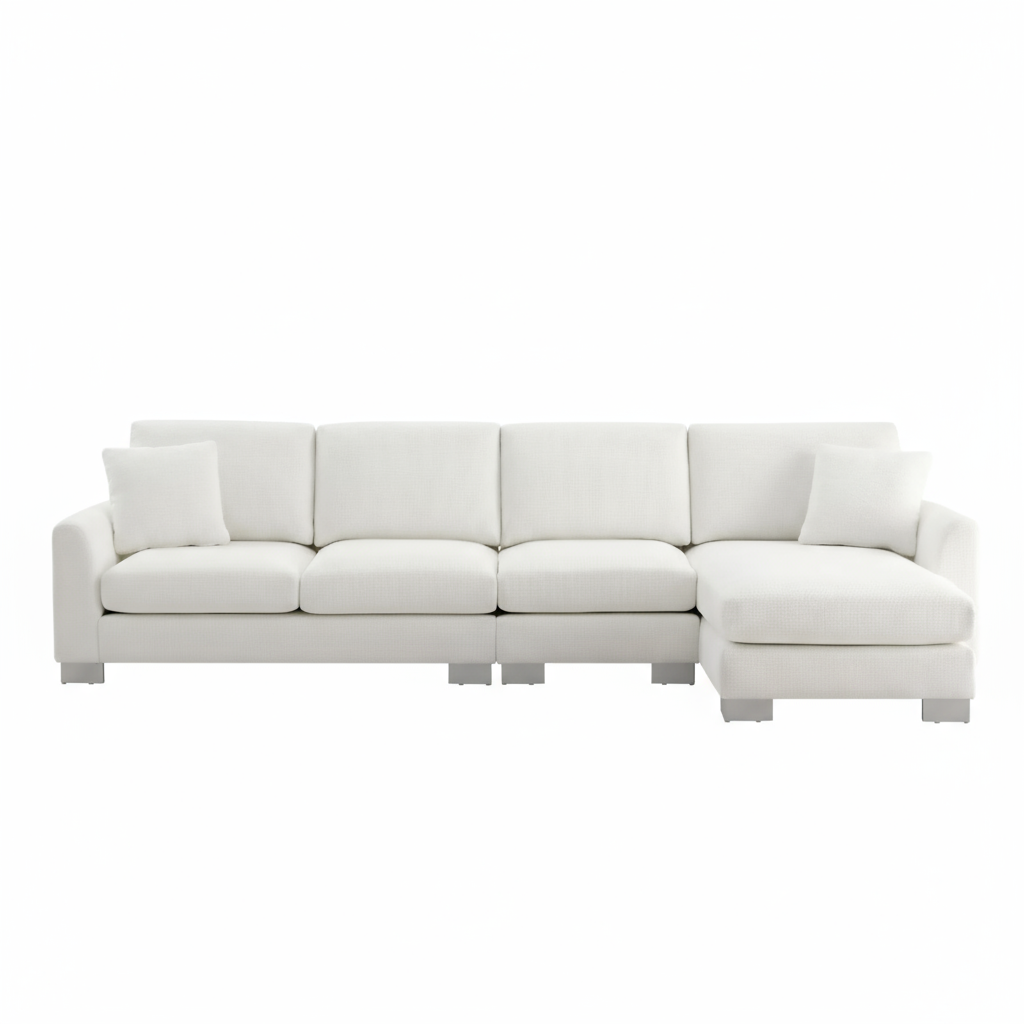Modern Oversized L-Shape Chenille Sectional Sofa with 2 Free Pillows | Trufairs