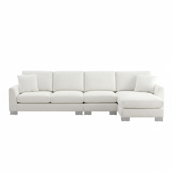 Modern Oversized L-Shape Chenille Sectional Sofa with 2 Free Pillows | Trufairs