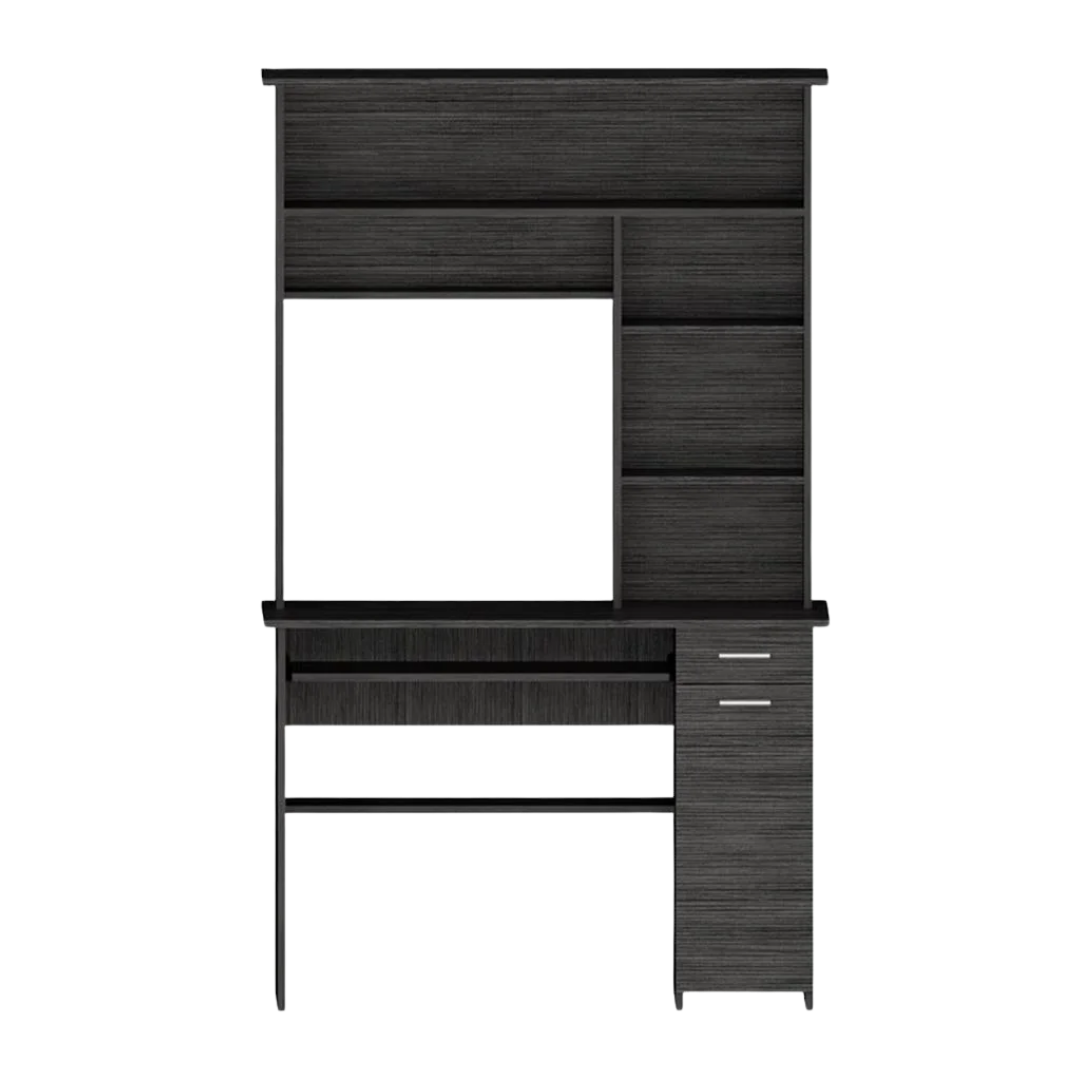 43" Gray Computer Desk With Hutch