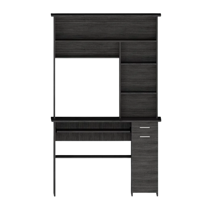 43" Gray Computer Desk With Hutch