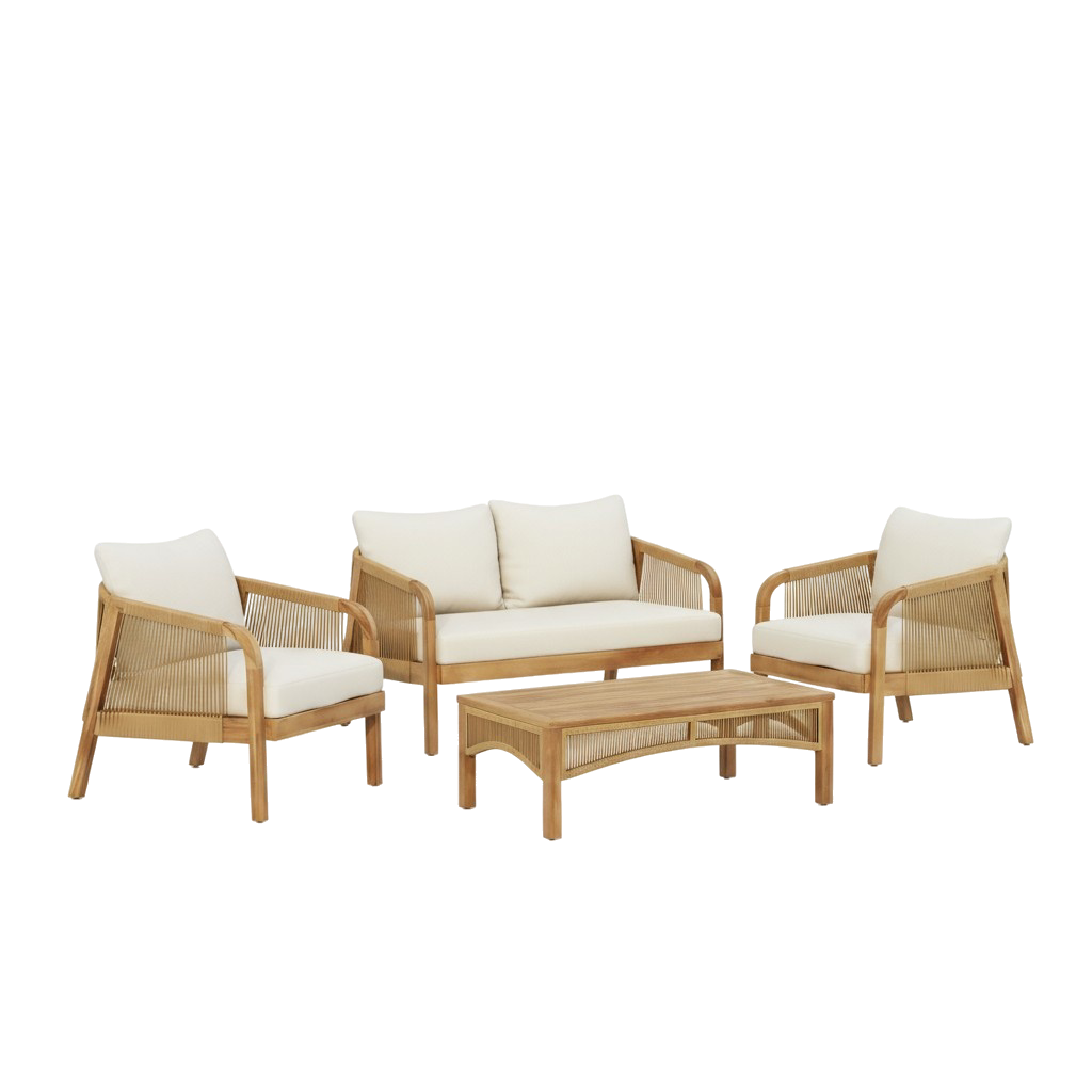Exclusive 4-Pieces Acacia Wood Patio Furniture Set - Premium Deep Seating Outdoor Collection