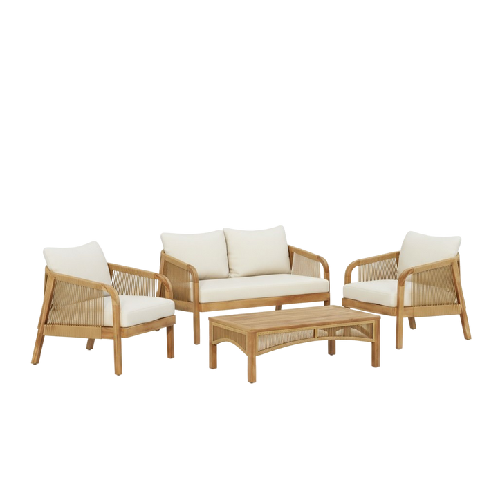 Exclusive 4-Pieces Acacia Wood Patio Furniture Set - Premium Deep Seating Outdoor Collection