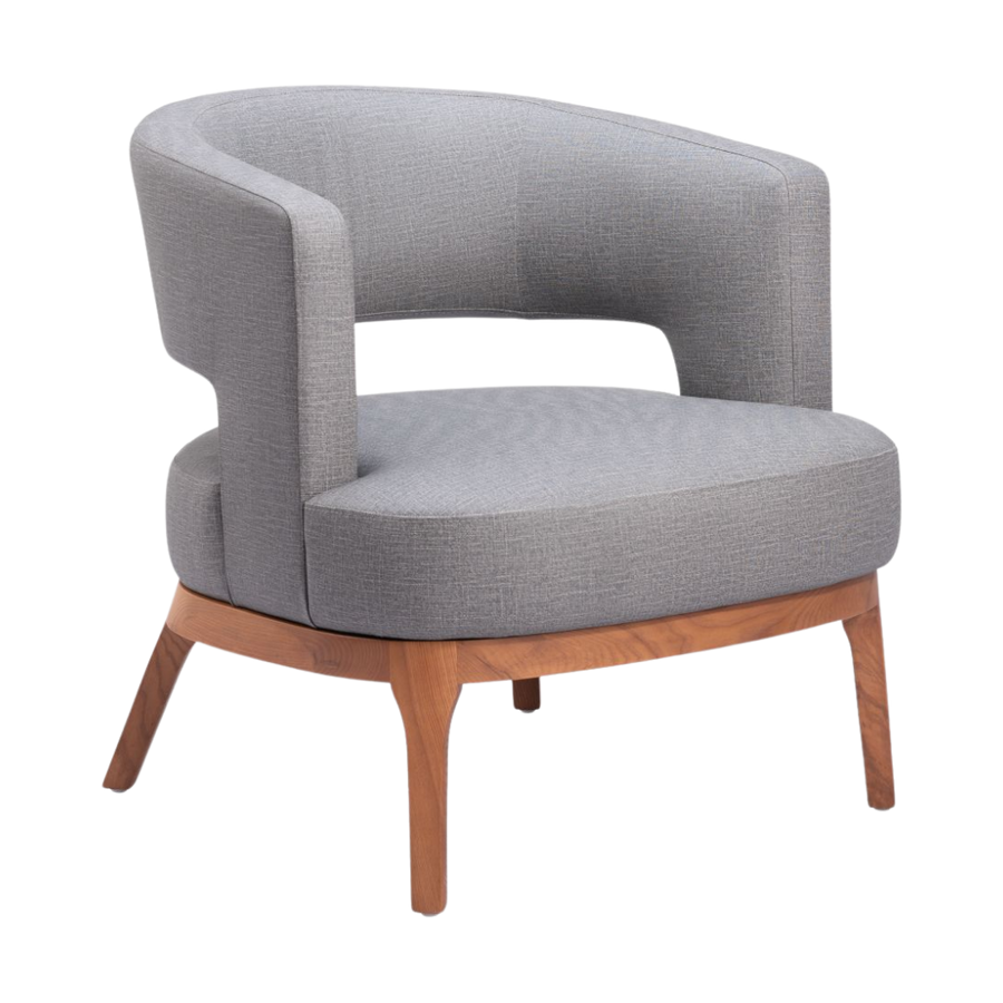 Slate Gray Polyurethane Accent Chair – Ash Wood Base & Steel Legs | Living Room & Office Seating | Trufairs