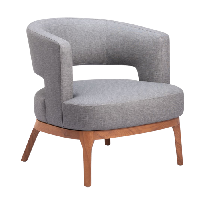 Slate Gray Polyurethane Accent Chair – Ash Wood Base & Steel Legs | Living Room & Office Seating | Trufairs