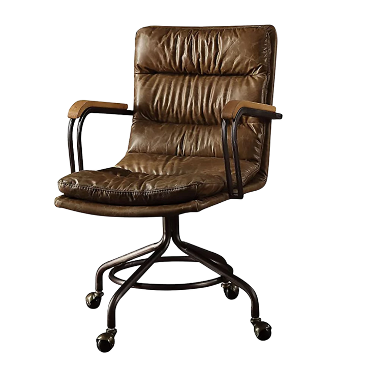 Coffee and Dark Brown Swivel Leather Rolling Executive Office Chair