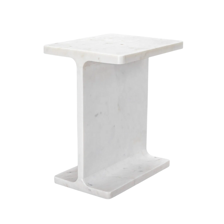 White Marble Cross I Beam Side Table