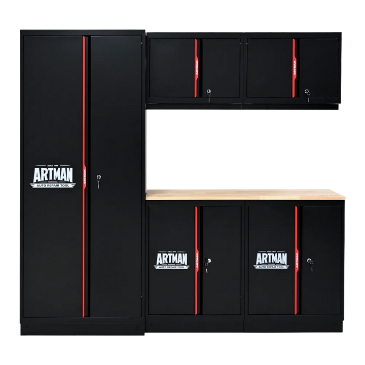 Professional Steel Filing Cabinet with Multiple Compartments - Heavy-Duty Office Storage Solution for File Archives & Document Organization (Black/Red)