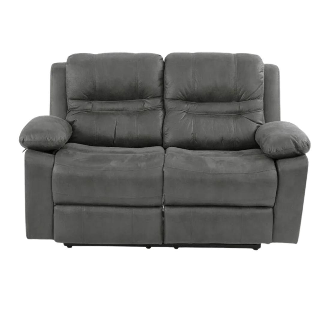 Contemporary Slate Blue Motion Loveseat in Breathable Leatherette | Trufairs