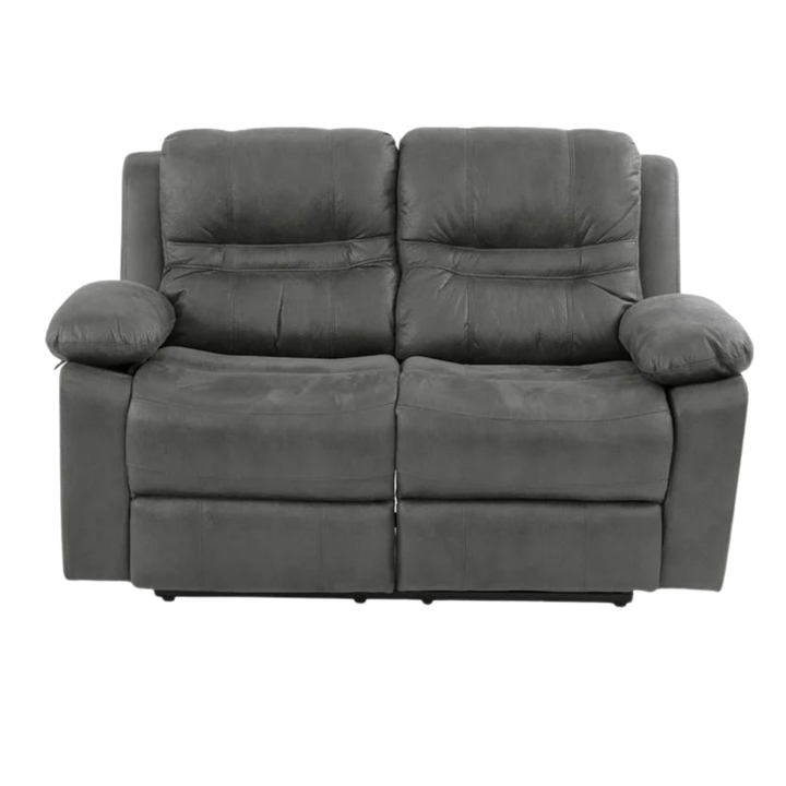 Contemporary Slate Blue Motion Loveseat in Breathable Leatherette | Trufairs