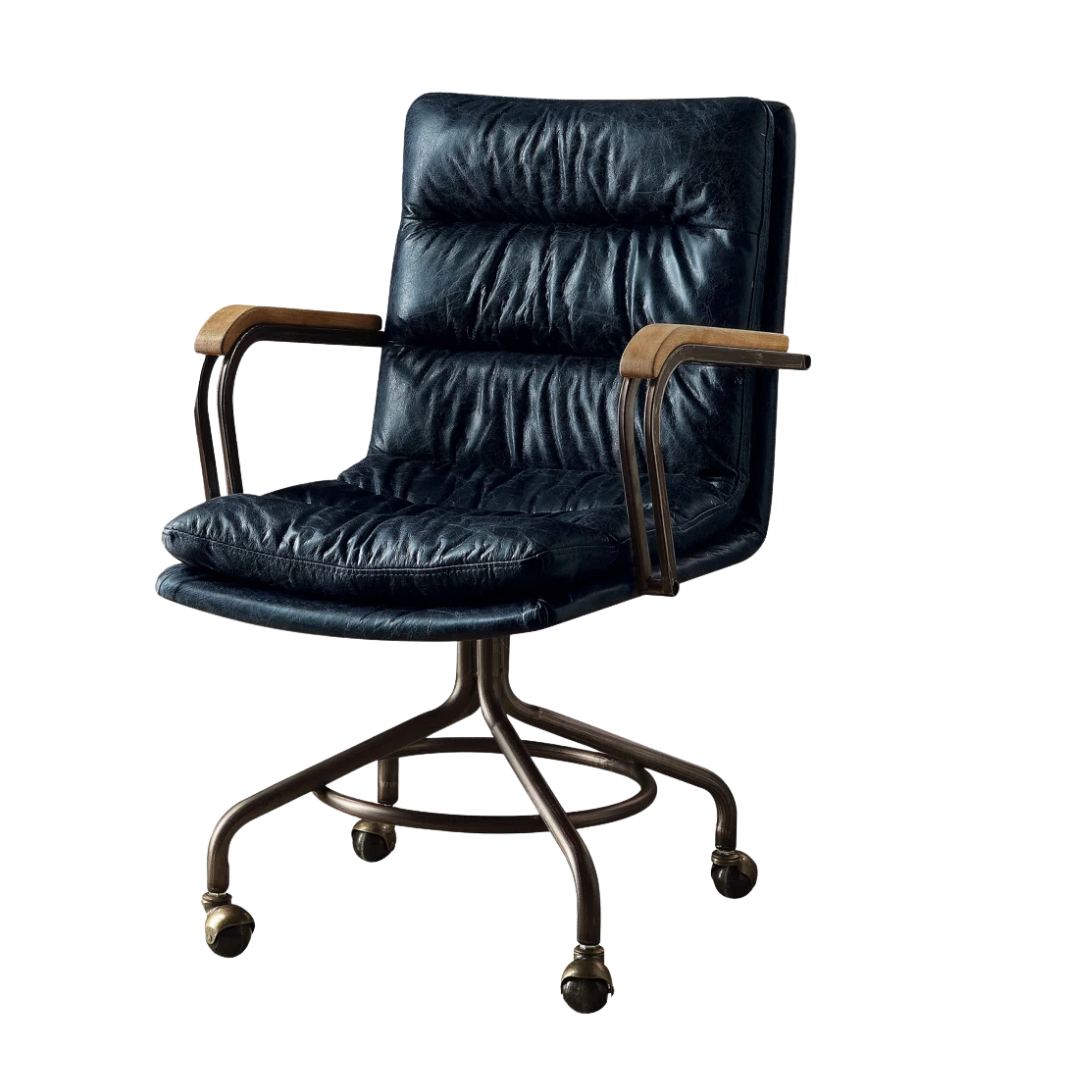 Coffee and Dark Brown Swivel Leather Rolling Executive Office Chair