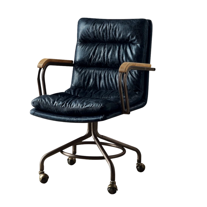 Coffee and Dark Brown Swivel Leather Rolling Executive Office Chair