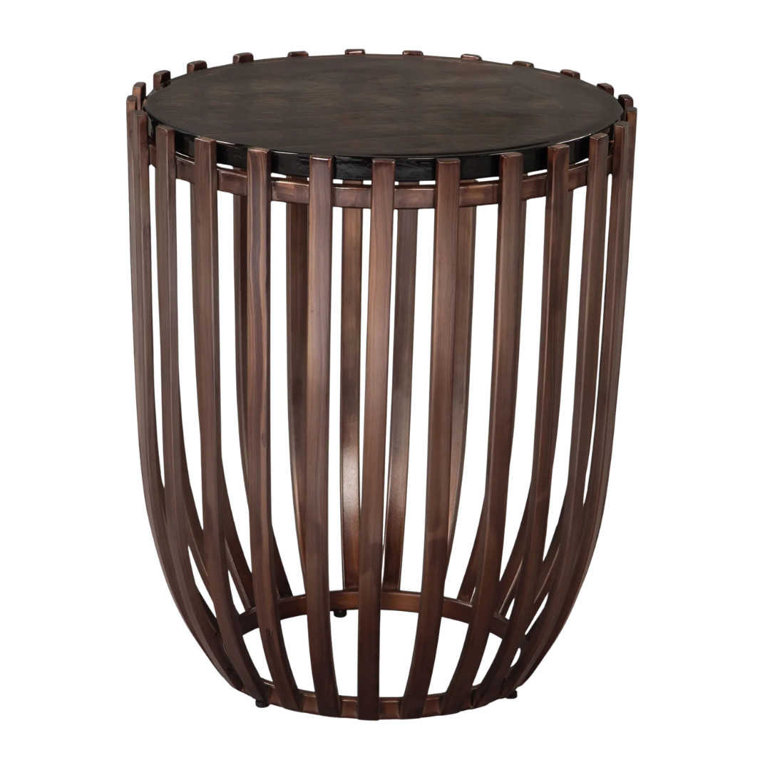 Modern Bronze & Glass Accent Table – Artistic Metal Side Table | Living Room Essential | Trufairs