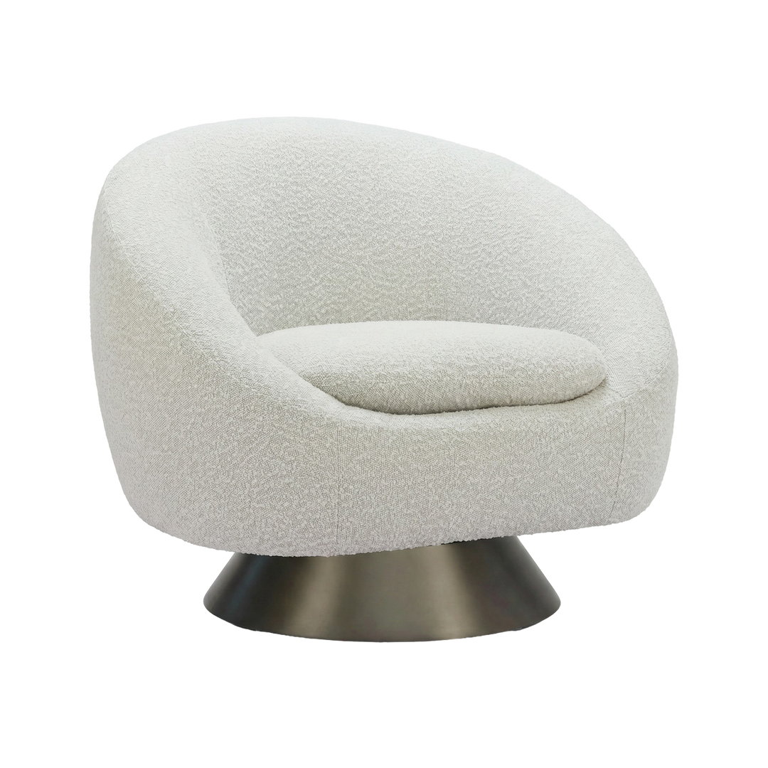 Contemporary Misty Gray Swivel Chair – Sculptural Comfort Accent | Modern Living Room Seating | Trufairs