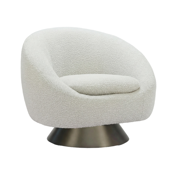 Contemporary Misty Gray Swivel Chair – Sculptural Comfort Accent | Modern Living Room Seating | Trufairs