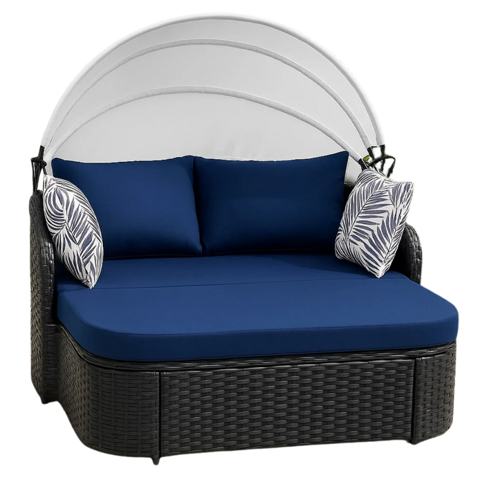 LunaLux premium 48’ Blue  Rattan Daybed with cushion