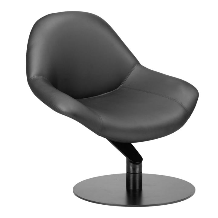 Modern Swivel Accent Chair – Black Polyurethane Upholstery & Steel Base | Living Room Seating | Trufairs