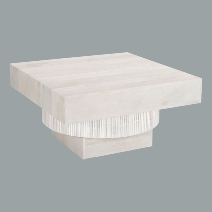 Whitewashed Wood Coffee Table – Minimalist Elegance | Warm Living Room Accent | Trufairs
