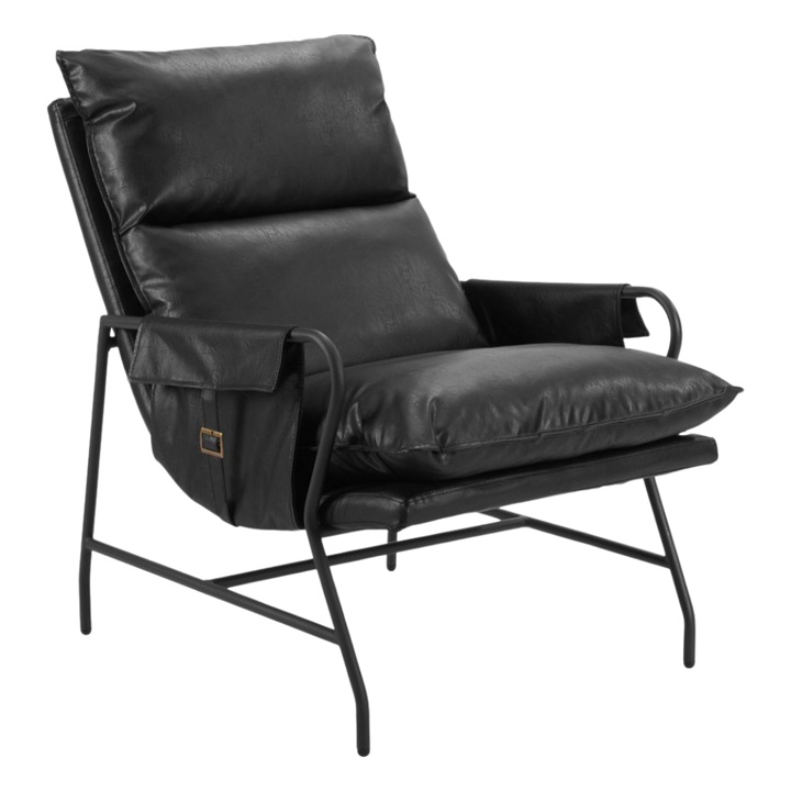 Contemporary Accent Chair – Black Vinyl Upholstery & Steel Frame | Living Room Furniture | Trufairs