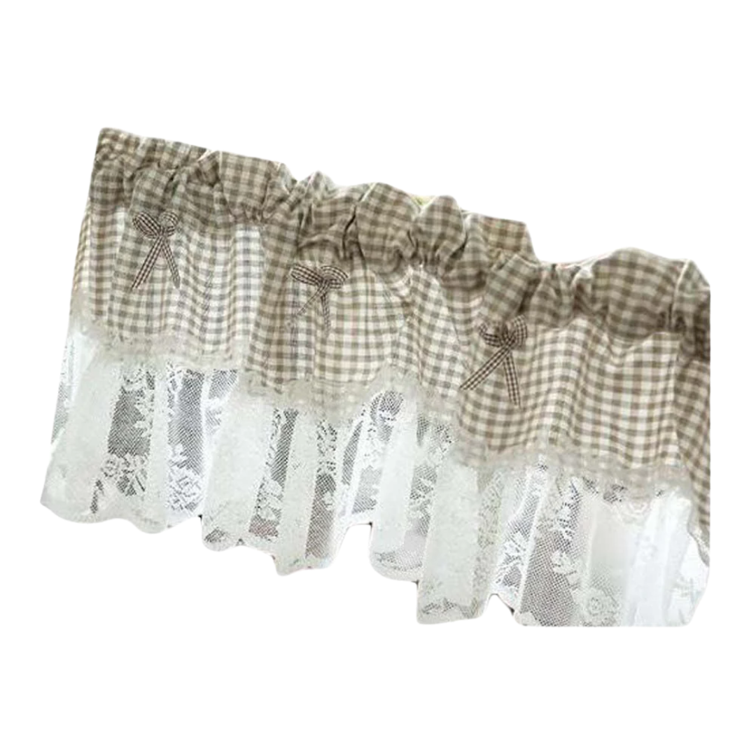 Beige Grid Lace Half Curtain – 59×15″ Kitchen Partition & Window Valance | Trufairs