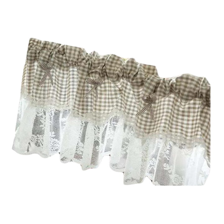Beige Grid Lace Half Curtain – 59×15″ Kitchen Partition & Window Valance | Trufairs