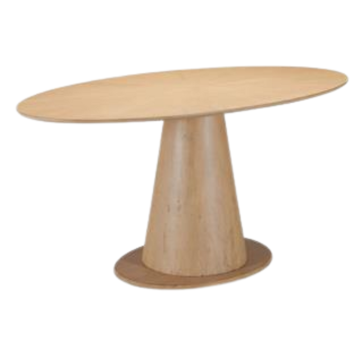Contemporary Natural Rubberwood Dining Table – Oval Sturdy Elegance | Modern Table | Trufairs