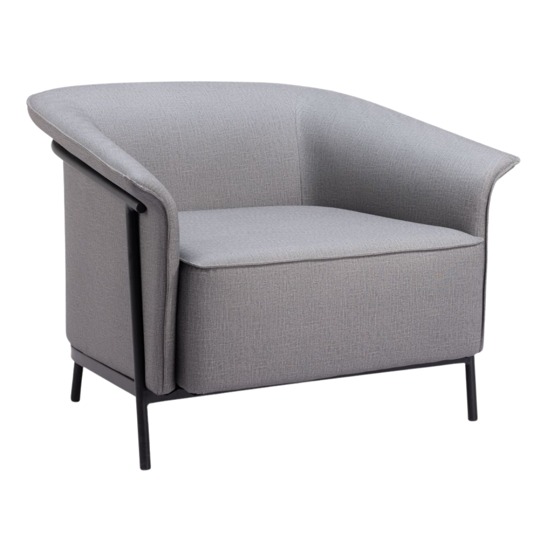Slate Gray Performance Fabric Accent Chair – Painted Steel Frame | Modern Seating | Trufairs