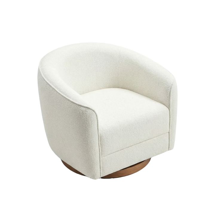 Elise Mid Century Modern Beige Boucle Swivel Chair