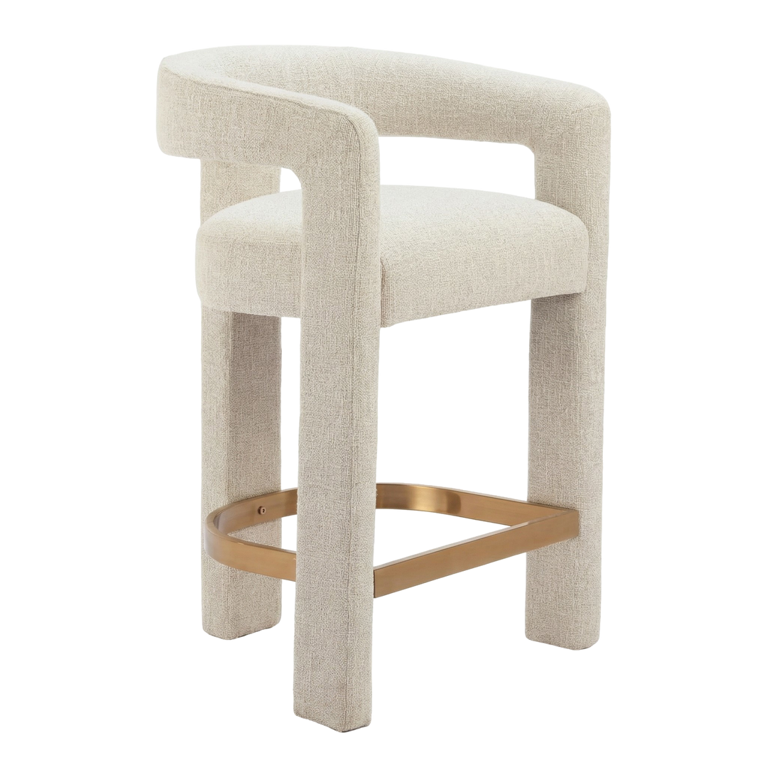Modern Plush Counter Stool – Elegant Beige Comfort | Kitchen Island Seating | Trufairs