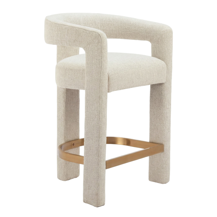 Modern Plush Counter Stool – Elegant Beige Comfort | Kitchen Island Seating | Trufairs