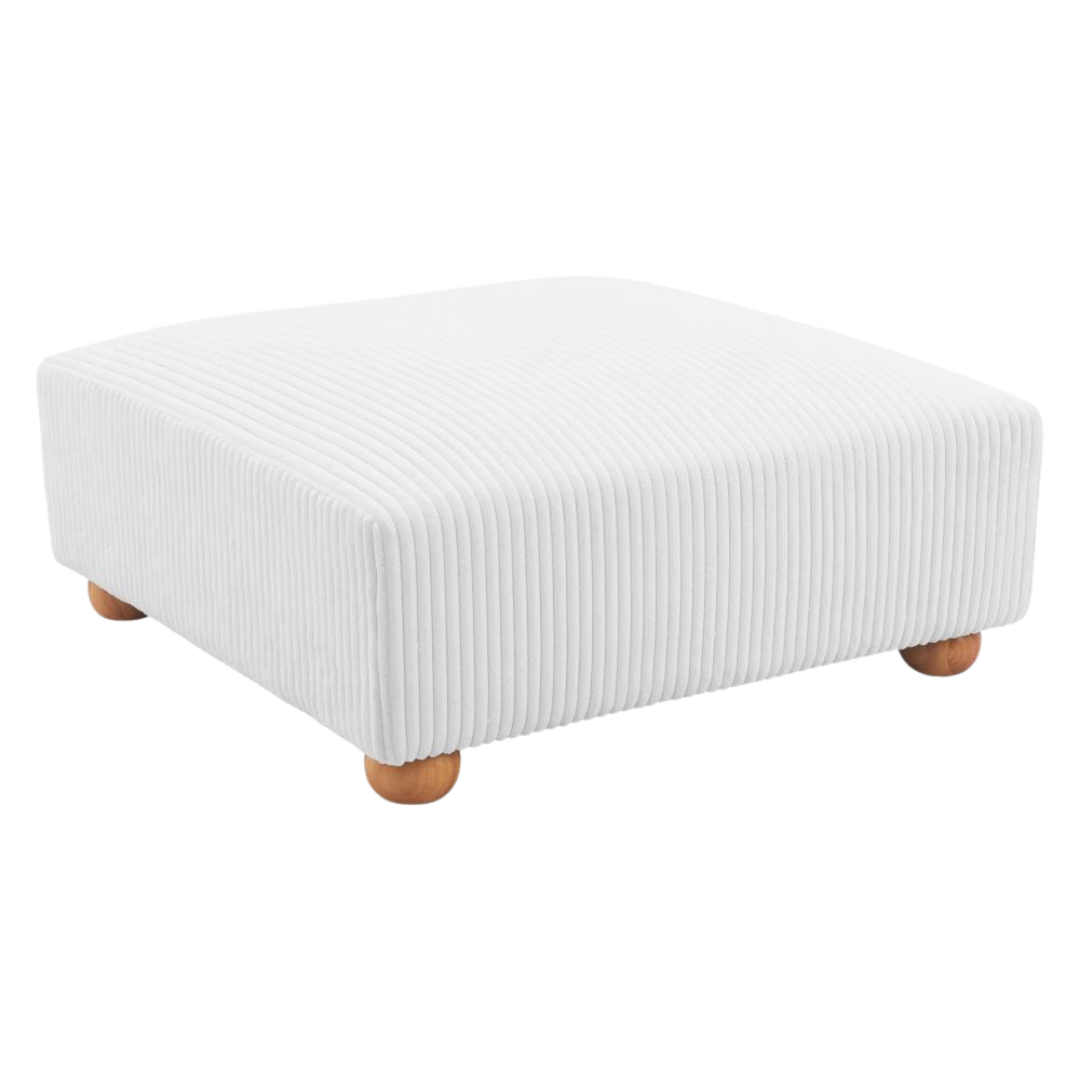 Corduroy Cube Ottoman – Plush White Seating | Modern Ottoman | Trufairs