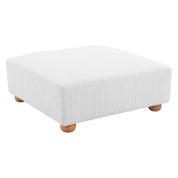 Corduroy Cube Ottoman – Plush White Seating | Modern Ottoman | Trufairs