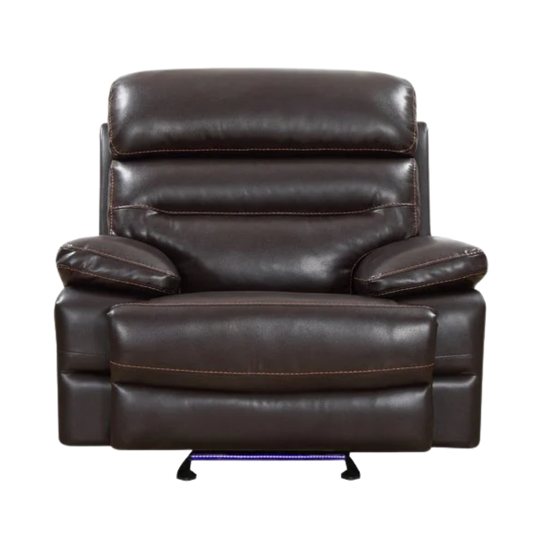 Brown Power Reclining Chair - Modern Leather Comfort with Full Recline