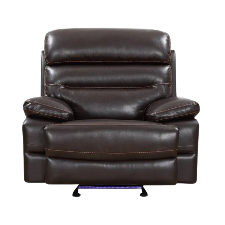Brown Power Reclining Chair - Modern Leather Comfort with Full Recline