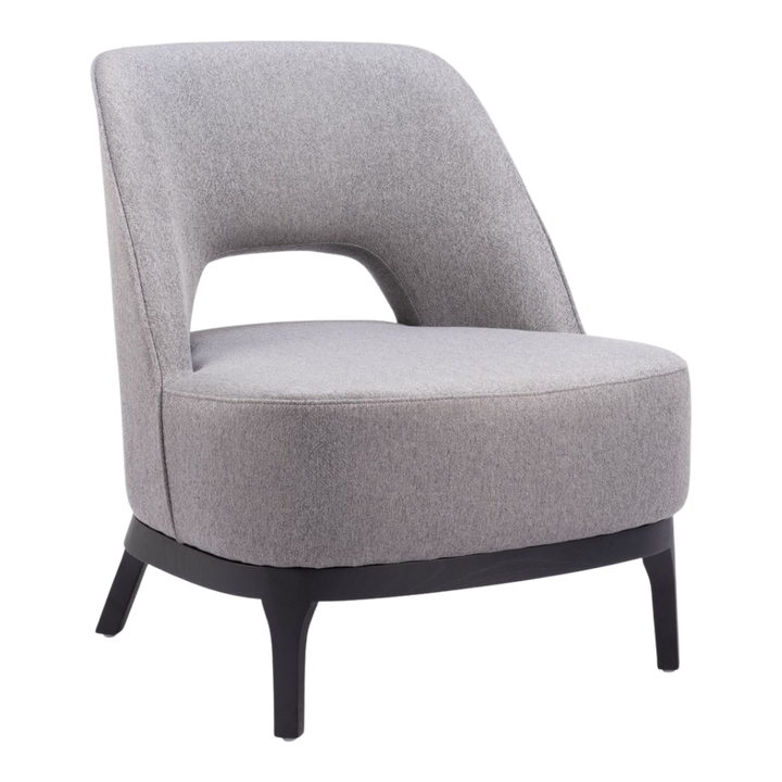 Gray Polyester Upholstered Accent Chair – Ash Wood Base & Steel Legs | Living Room Furniture | Trufairs