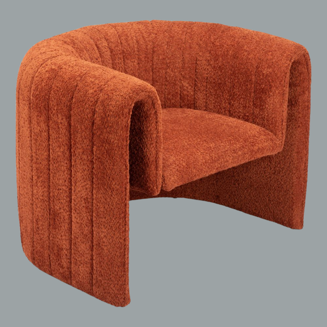 Modern Comfort Accent Chair – Sherpa Upholstery | Designer Orange Seating | Trufairs