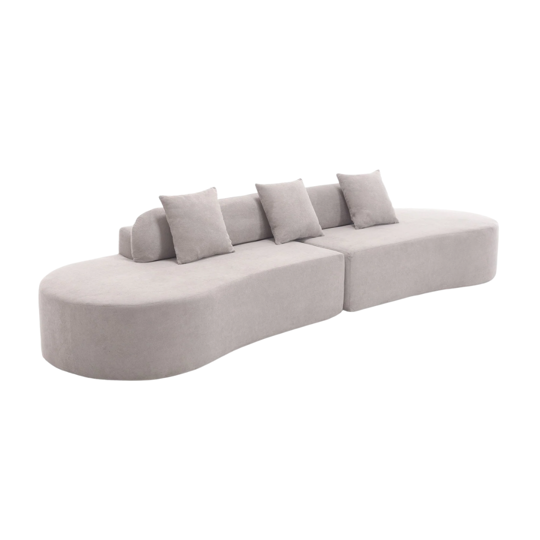 Modern Curved Combination Sofa in Terrycloth Fabric — No Assembly | Trufairs