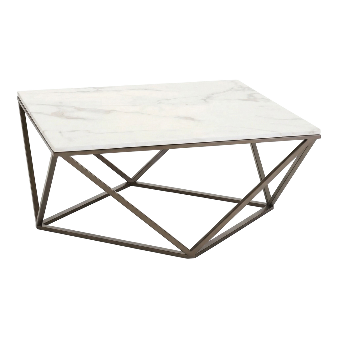 Tintern Coffee Table – Elegant White Marble-Like Top & Antique Bronze Base | Coffee Table | Trufairs