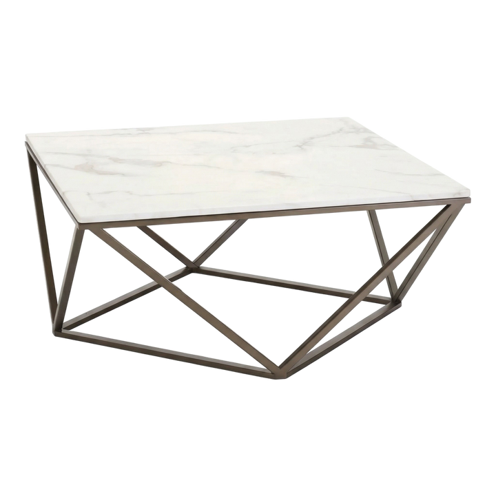 Tintern Coffee Table – Elegant White Marble-Like Top & Antique Bronze Base | Coffee Table | Trufairs