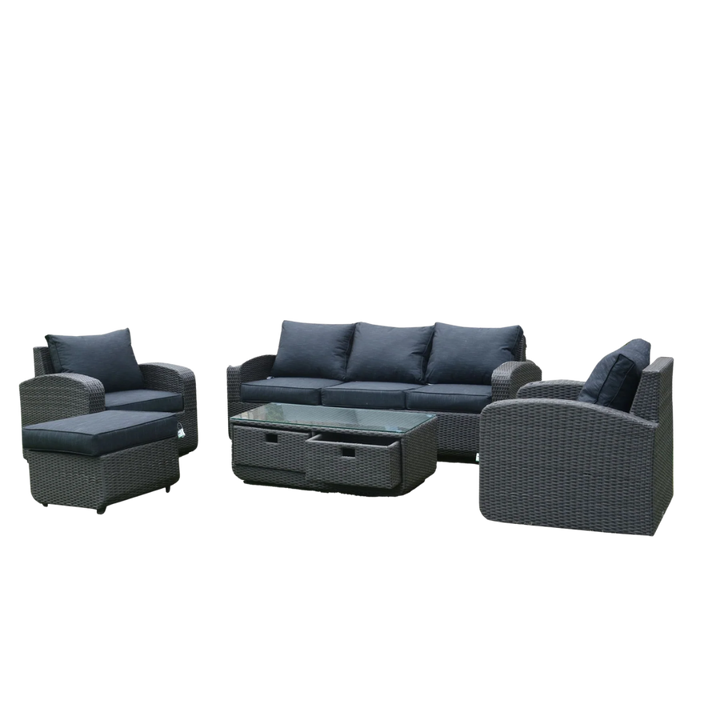 Direct Wicker 5-Piece Outdoor Rattan Furniture Patio Conversation Set with Cushion