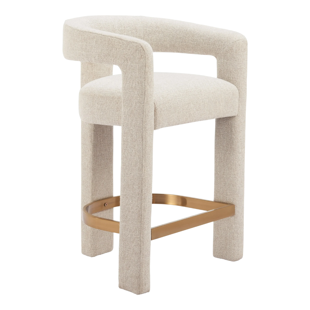 Modern Plush Counter Stool – Elegant Beige Comfort | Kitchen Island Seating | Trufairs