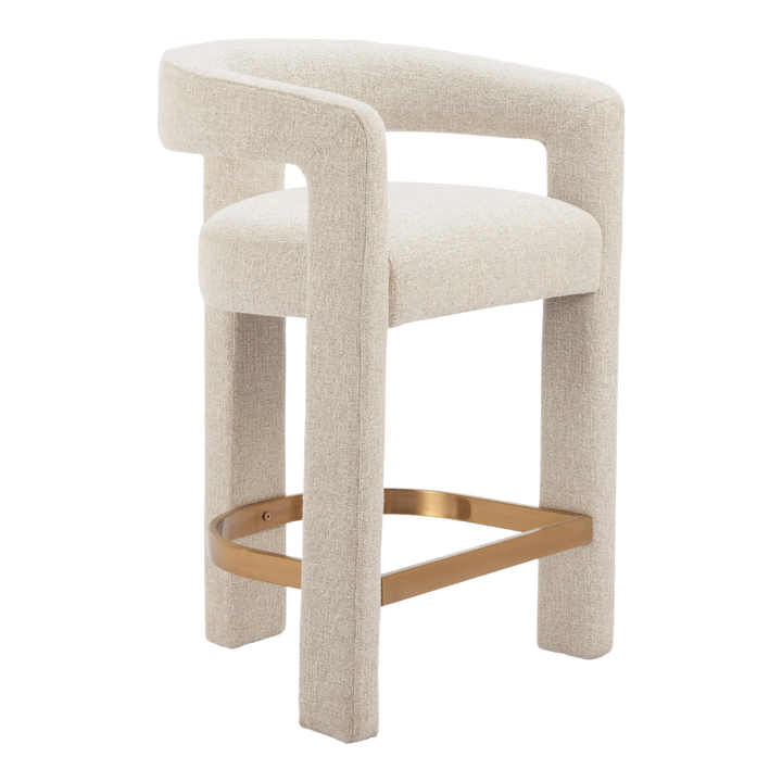 Modern Plush Counter Stool – Elegant Beige Comfort | Kitchen Island Seating | Trufairs