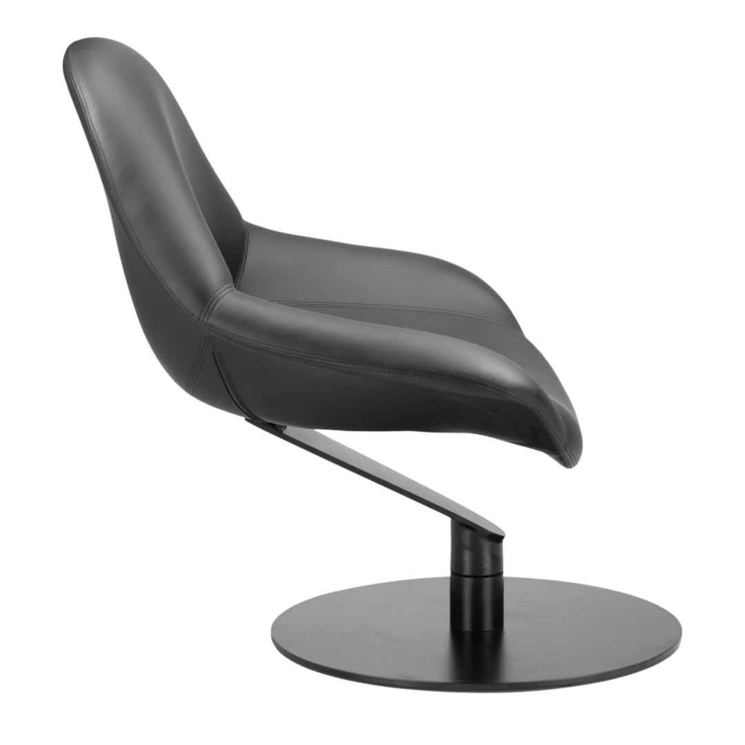 Modern Swivel Accent Chair – Black Polyurethane Upholstery & Steel Base | Living Room Seating | Trufairs