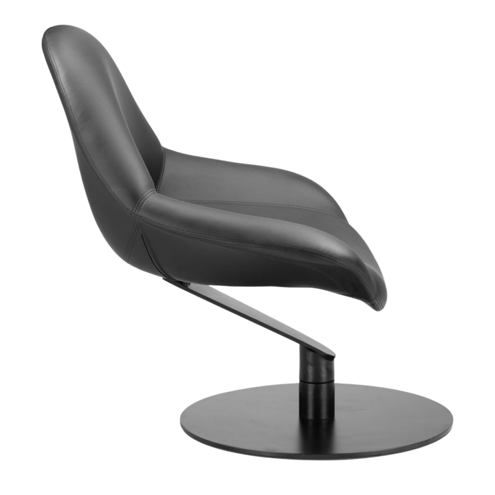 Modern Swivel Accent Chair – Black Polyurethane Upholstery & Steel Base | Living Room Seating | Trufairs