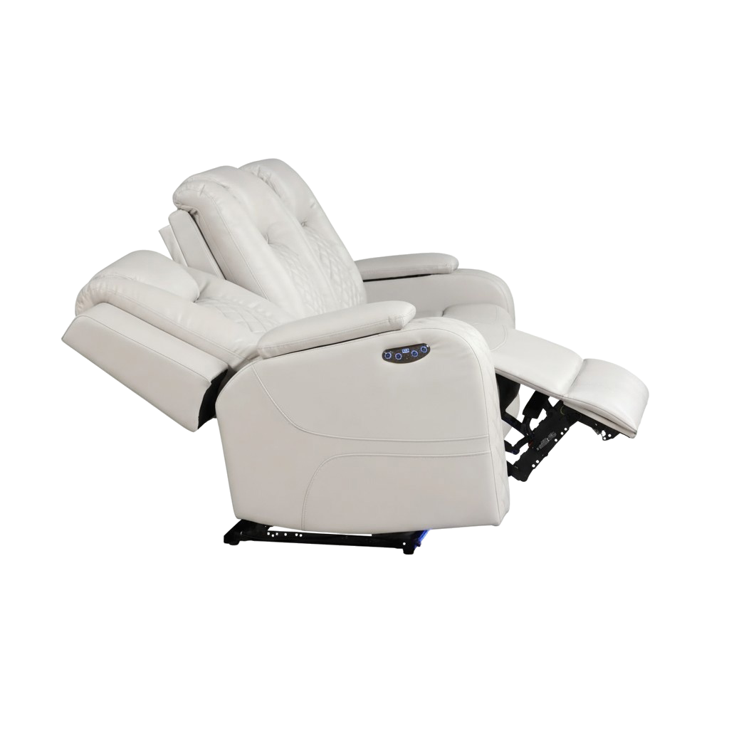 Benz LED Power Reclining Sofa – Faux Leather Electric Recliner with USB & LED | Trufairs