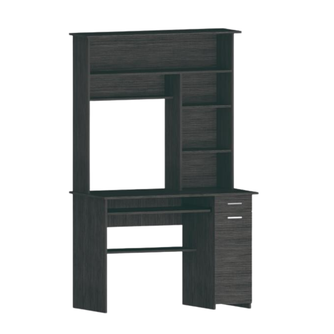 43" Gray Computer Desk With Hutch