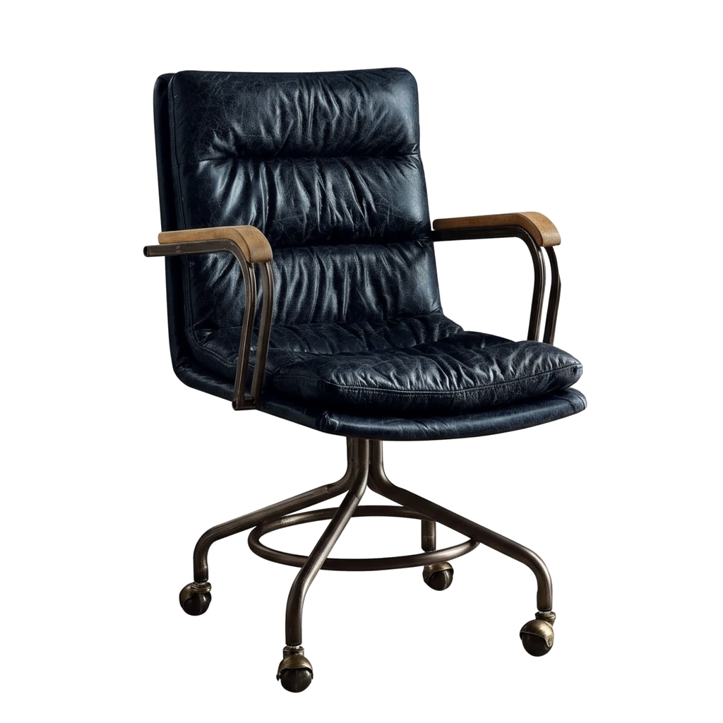 Coffee and Dark Brown Swivel Leather Rolling Executive Office Chair