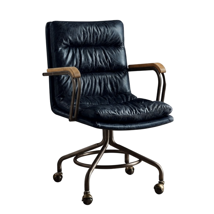 Coffee and Dark Brown Swivel Leather Rolling Executive Office Chair