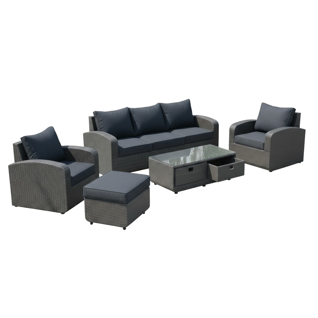 Direct Wicker 5-Piece Outdoor Rattan Furniture Patio Conversation Set with Cushion