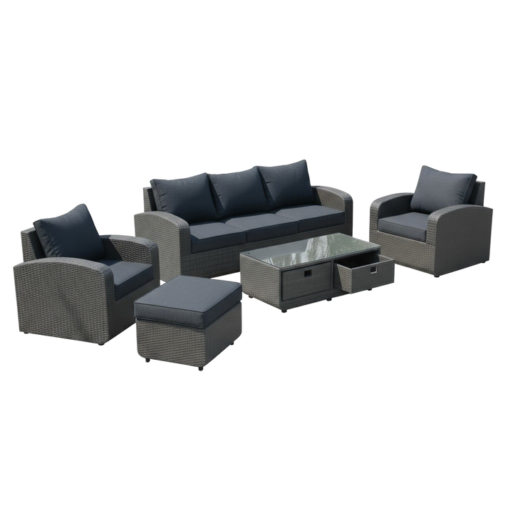 Direct Wicker 5-Piece Outdoor Rattan Furniture Patio Conversation Set with Cushion